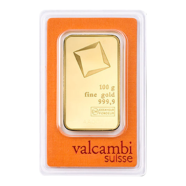 100 g Gold Minted Bar - Valcambi Suisse (in Assay Card)