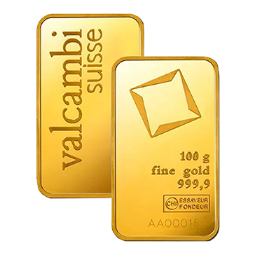 Valcambi Suisse 100 g Gold Minted Bars (w/ assay), image 2