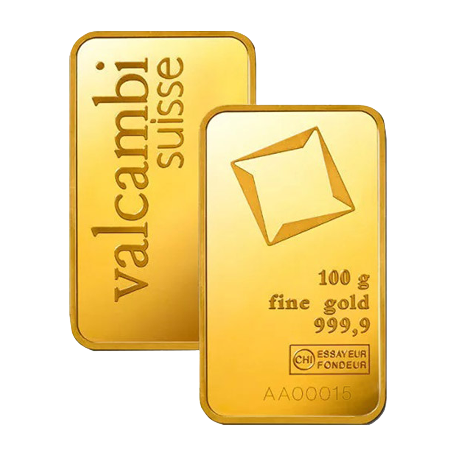 Valcambi Suisse 100 g Gold Minted Bars (w/ assay), image 2