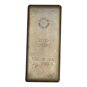 100 oz Silver Bars - Royal Canadian Mint (Previous Design) .9999 pure, image 2
