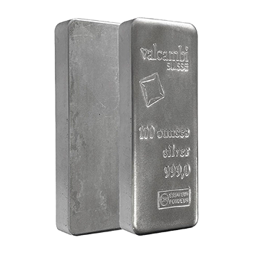 100 oz Silver Cast Bar - Valcambi Suisse, image 2