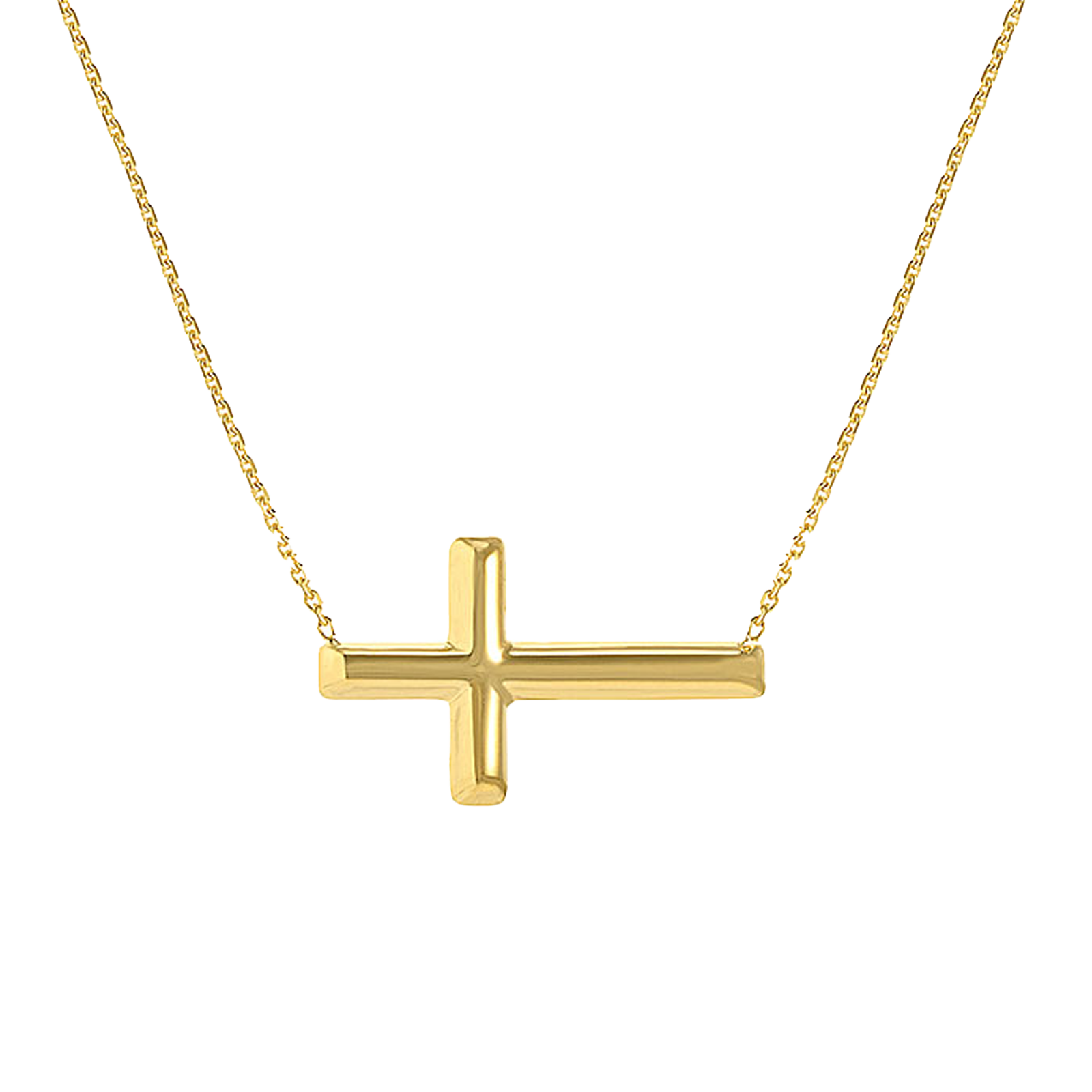Buy 14K Yellow Gold Mini Sideways Cross Necklace, image 0