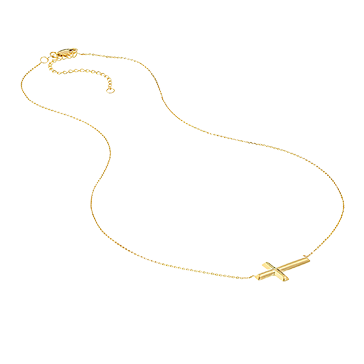 Buy 14K Yellow Gold Mini Sideways Cross Necklace, image 2