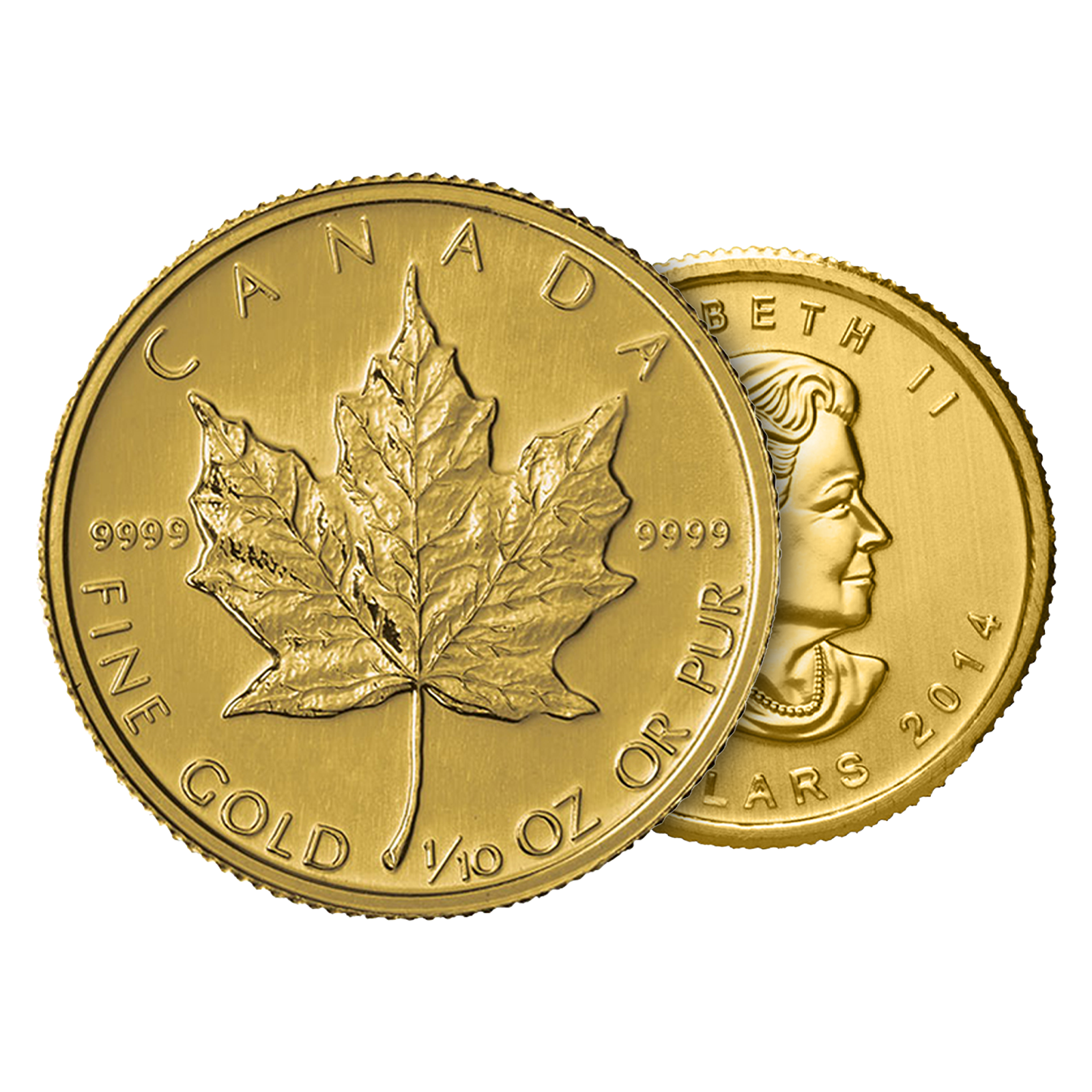 1/10 oz Canadian Gold Maple Leaf Coins, image 2