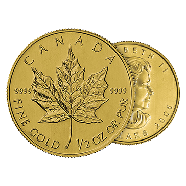 1/2 oz Gold Canadian Maple Leaf Coin, image 2