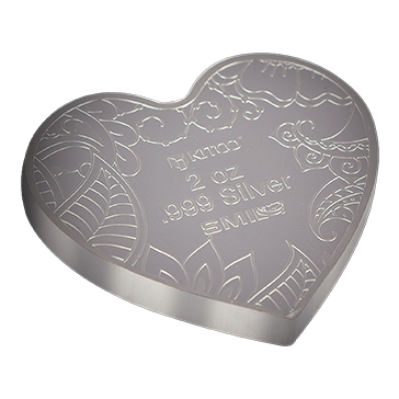 Buy 2 oz Pure Silver Heart Medallion .999, image 1