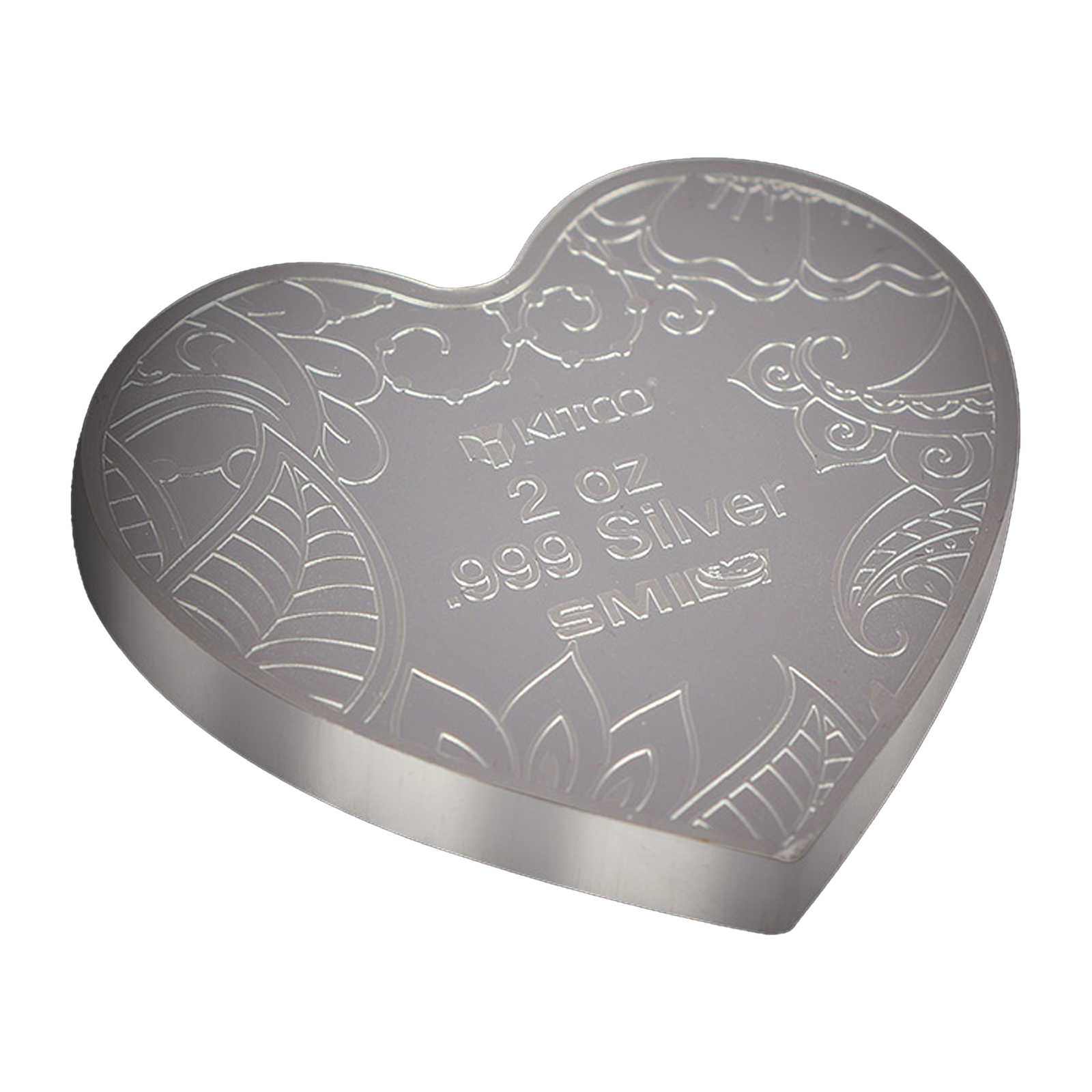 Buy 2 oz Pure Silver Heart Medallion .999, image 1