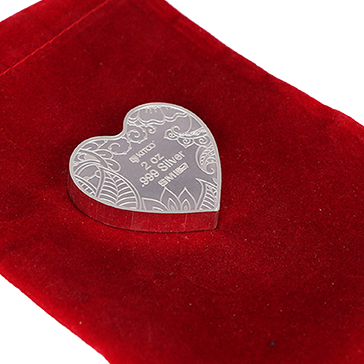 Buy 2 oz Pure Silver Heart Medallion .999, image 3