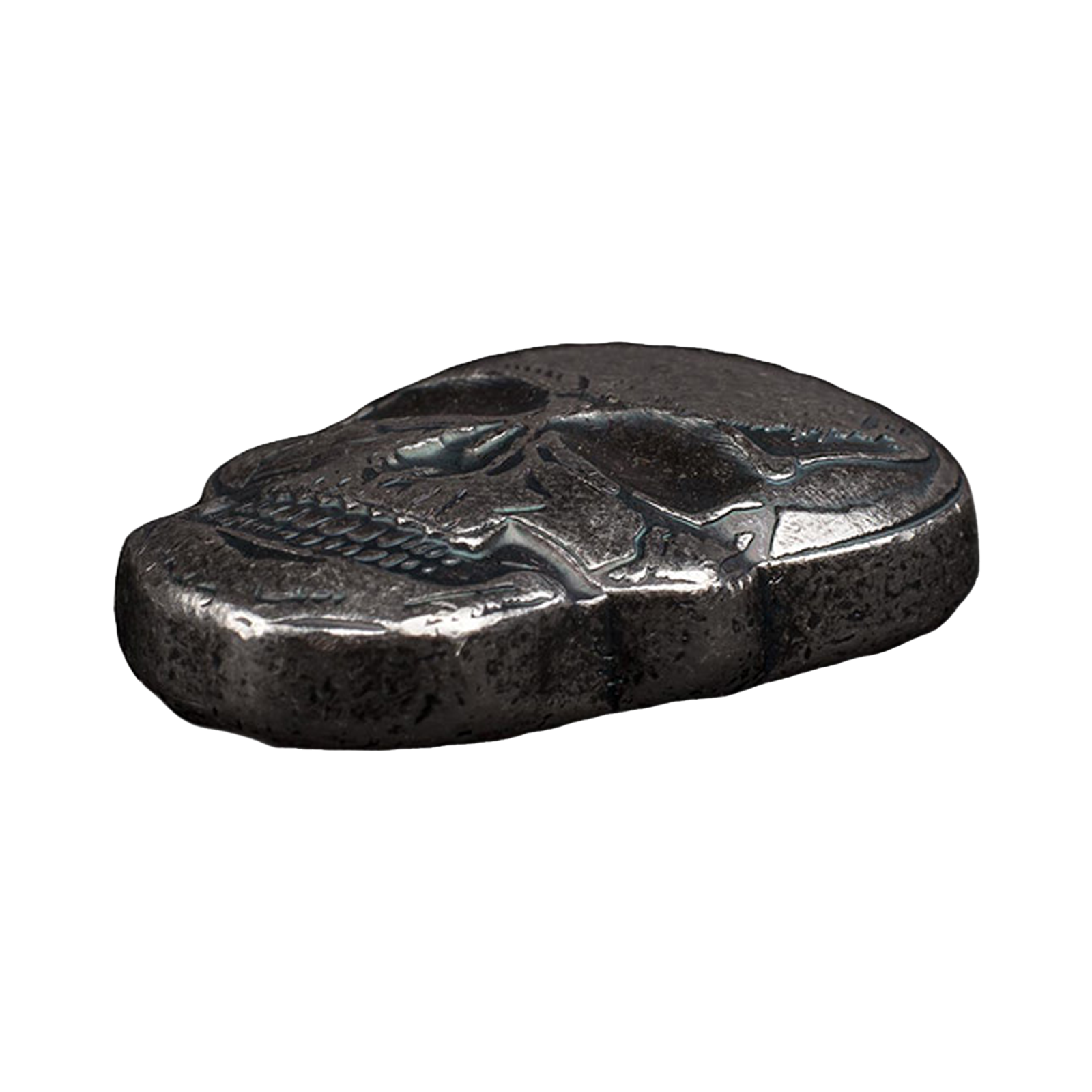Buy 2 oz Silver Antique Finish Skull Bar, image 2