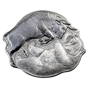 2 oz Silver Bull v Bear Coin Set (2021) .9999