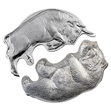 Buy 2 oz Silver Bull v Bear Coin Set (2021), image 3