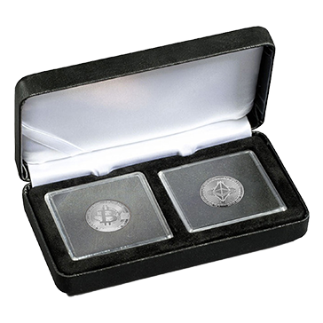 2 oz Silver Cryptocurrency Bitcoin and Ethereum Round Set, image 0