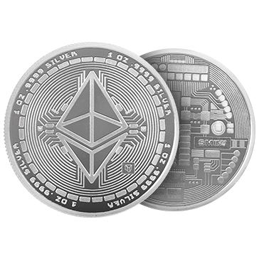 2 oz Silver Cryptocurrency Bitcoin and Ethereum Round Set, image 2