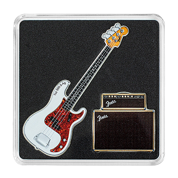 2 oz Silver Fender® Dynamic Duo Precision Bass® Guitar & Bassman® Amp Coin, image 0