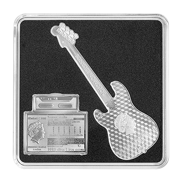 2 oz Silver Fender® Dynamic Duo Precision Bass® Guitar & Bassman® Amp Coin, image 1