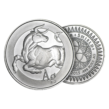 Buy 1 oz Silver Shield Bull Round, image 2