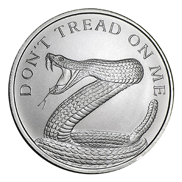  1 oz Silver ''Don't Tread On Me''- Silver Shield BU Round .999 (Random Year)