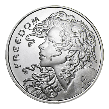 1 oz Silver Freedom Girl-Silver Shield BU Round .999 (Random Year)