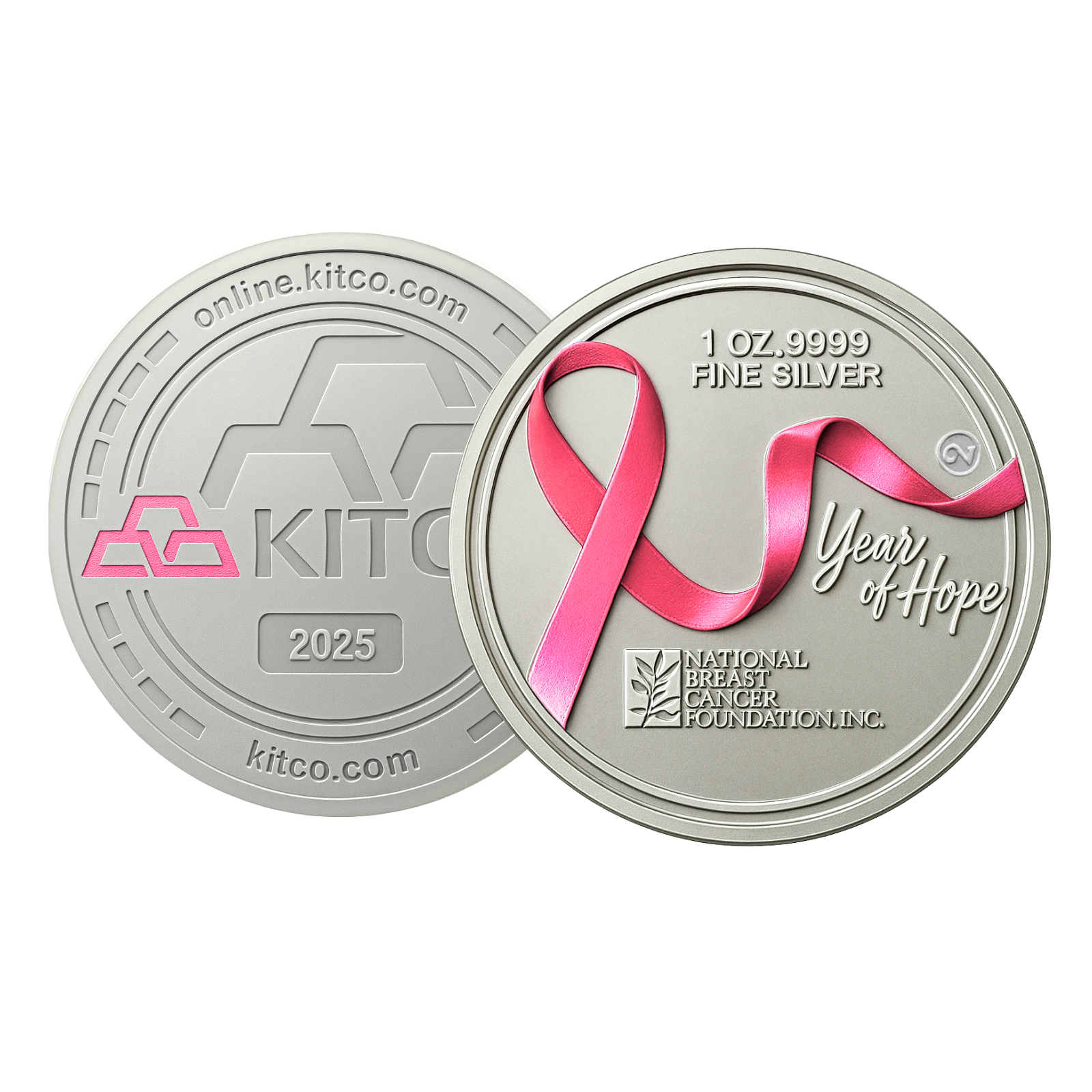 1 oz Silver Kitco Round .9999 – National Breast Cancer Foundation, Inc.®, image 2