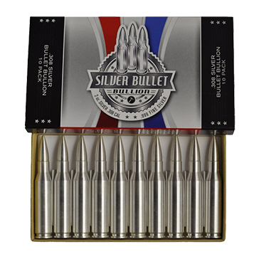 Buy 2 oz Silver Bullet .308 Caliber Replica 10 Pack .999, image 0