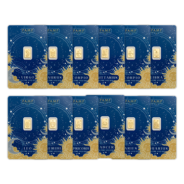 6 g Gold Zodiac  Bar Set (12 x 0.5 g)