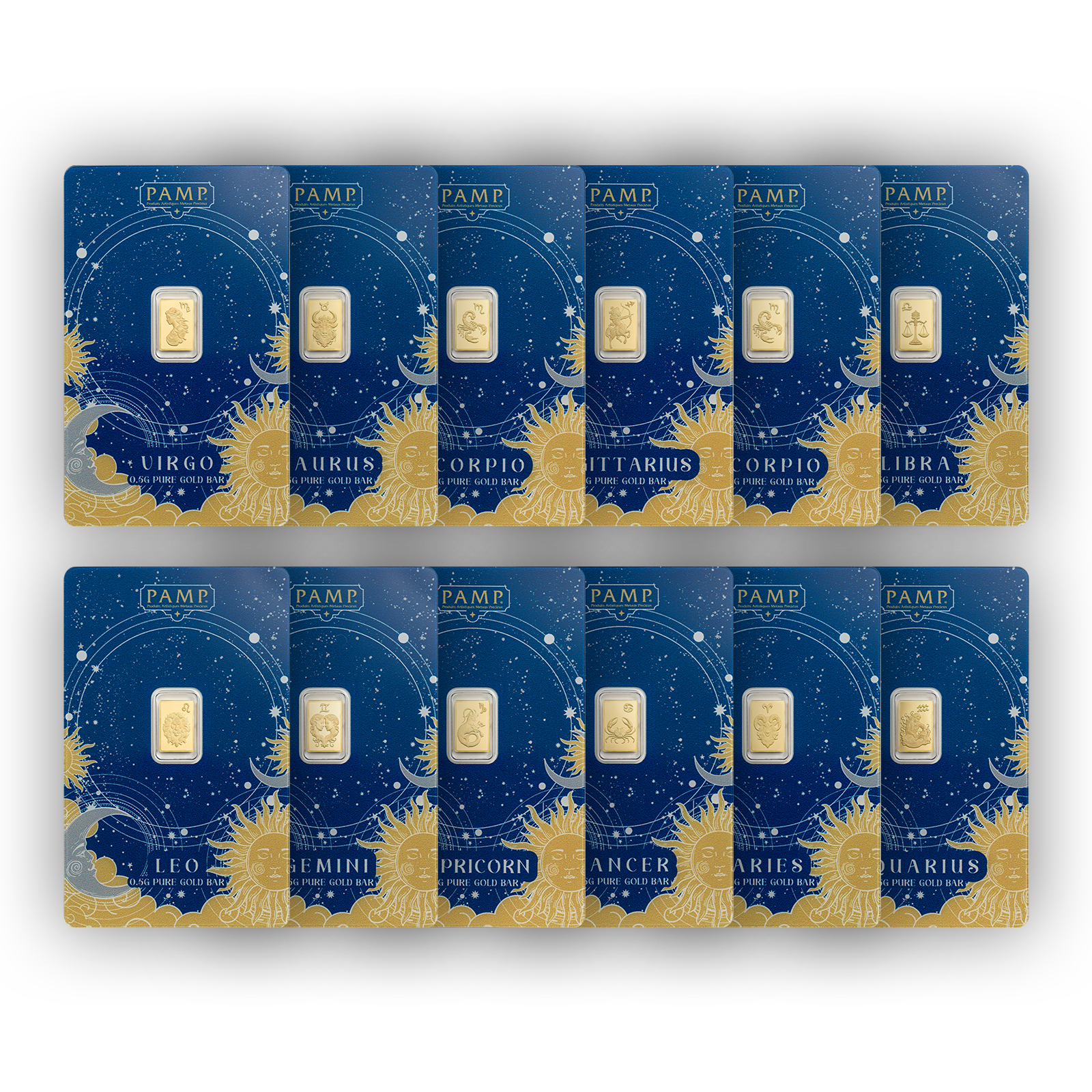 6 g Gold Zodiac  Bar Set (12 x 0.5 g), image 0