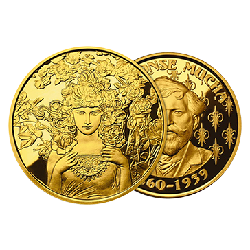 Buy 6 oz Set Silver Gold Plated Mucha Proof Rounds (6 x 1 oz), image 8