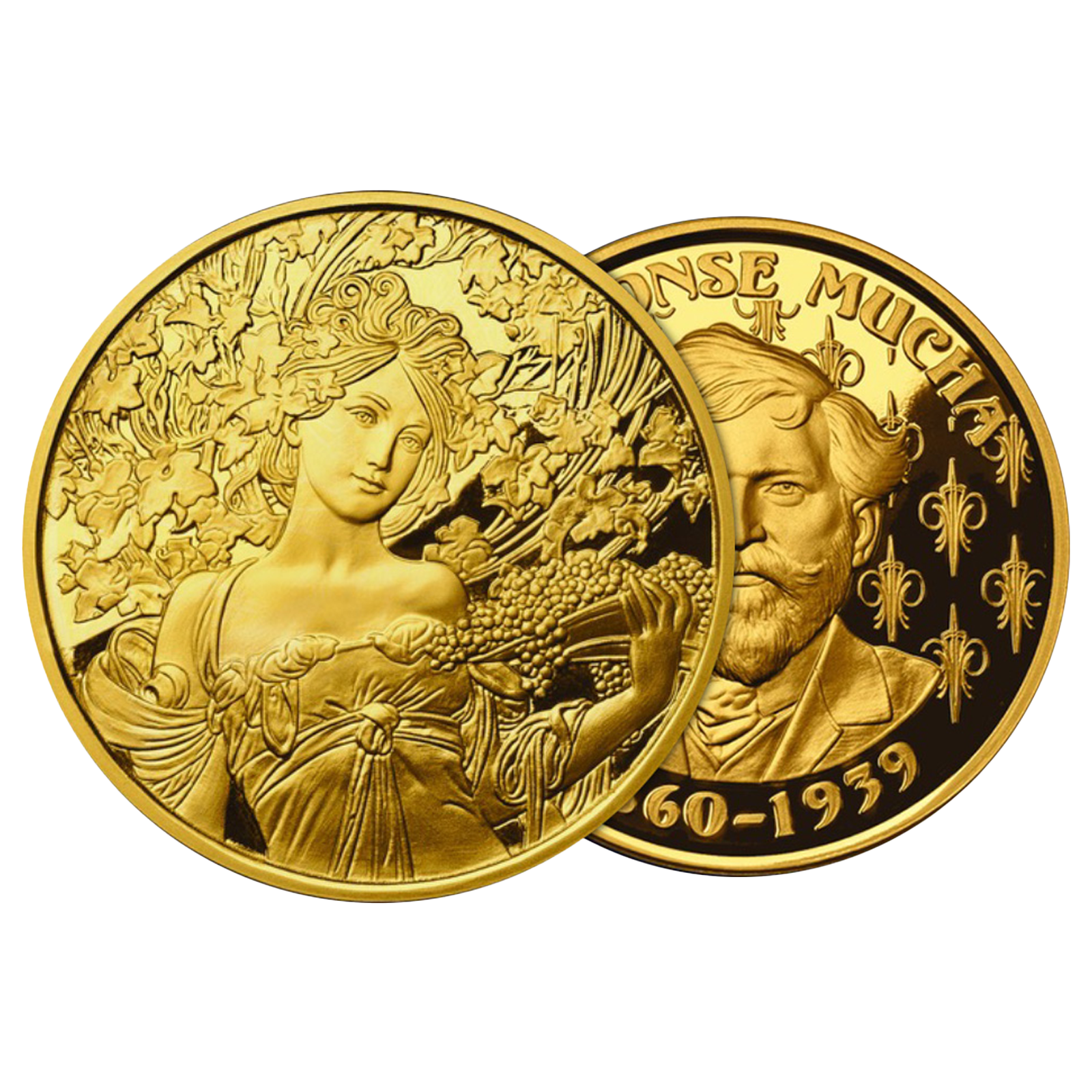 Buy 6 oz Set Silver Gold Plated Mucha Proof Rounds (6 x 1 oz), image 2