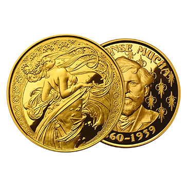 Buy 6 oz Set Silver Gold Plated Mucha Proof Rounds (6 x 1 oz), image 5