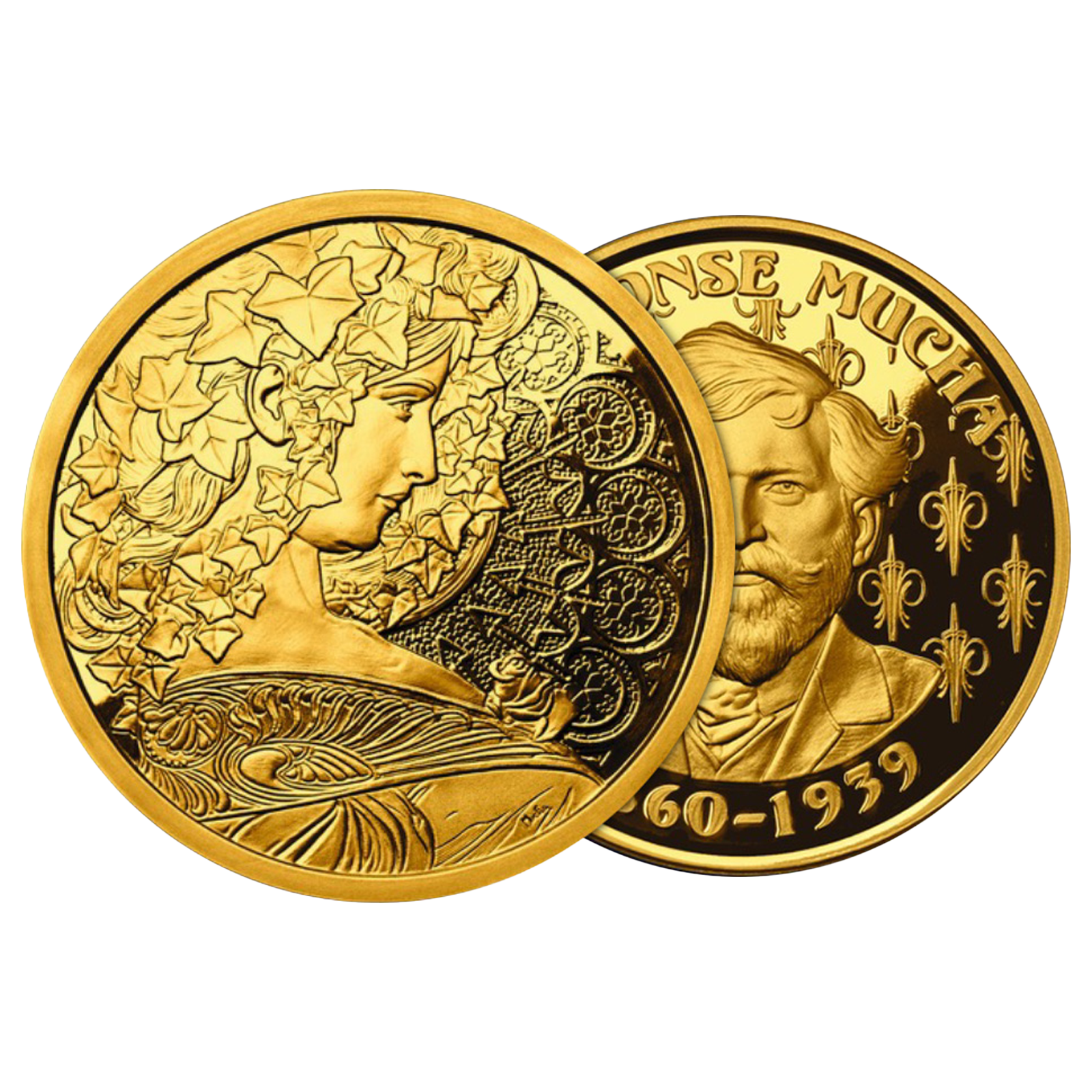 Buy 6 oz Set Silver Gold Plated Mucha Proof Rounds (6 x 1 oz), image 6