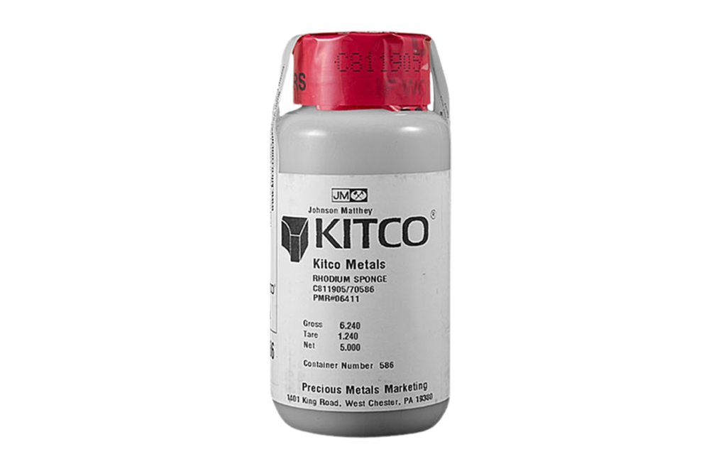 Kitco 5 oz Rhodium Sponge  (seal intact only, if seal brokein, call for pricing)